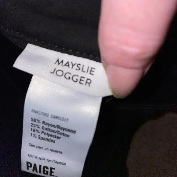 PAIGE COATED MAYSLIE JOGGER BLACK FOG LUXE COATING SIZE 26 - Picture 5 of 13
